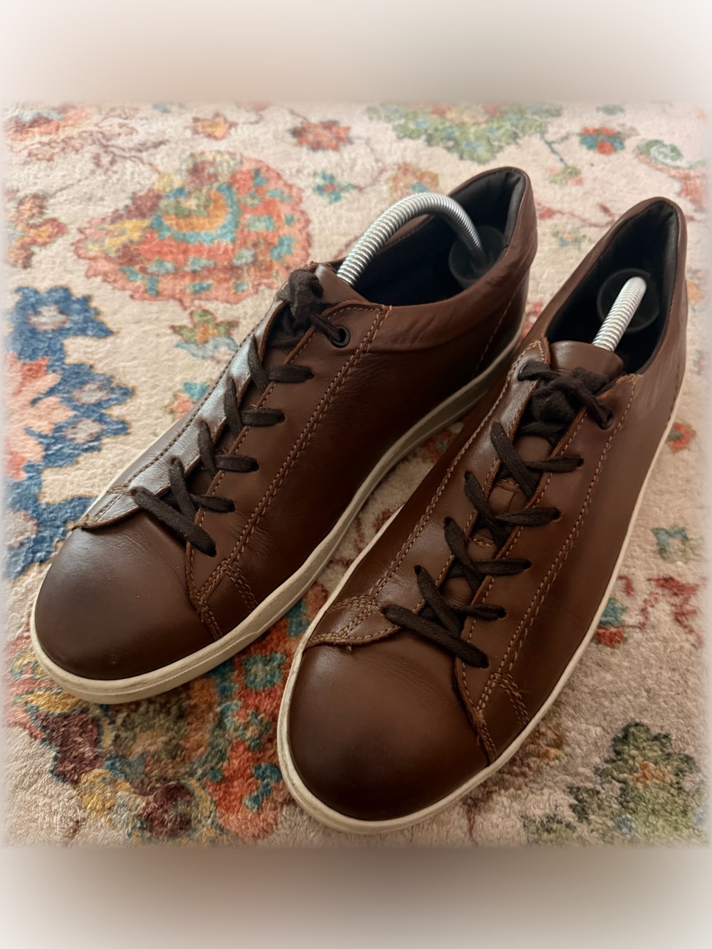 11.5 Bruno Magli Brown Leather Low-Top Sneakers with White Sole